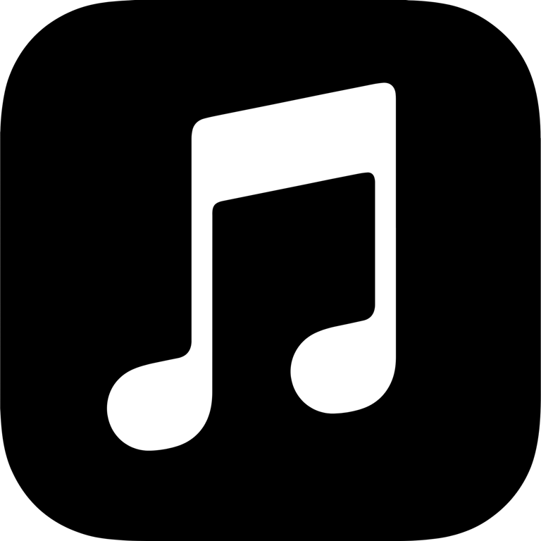 Black Apple Music Logo, transparent background