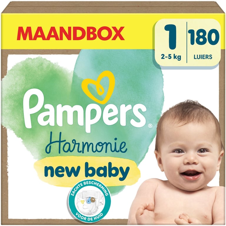 Pampers Harmonie luiers verpakking met plantaardige materialen