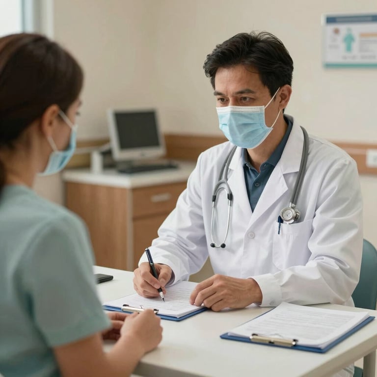 A professional medical consultation in a high-quality Mexican private hospital, conveying safety and medical insurance.