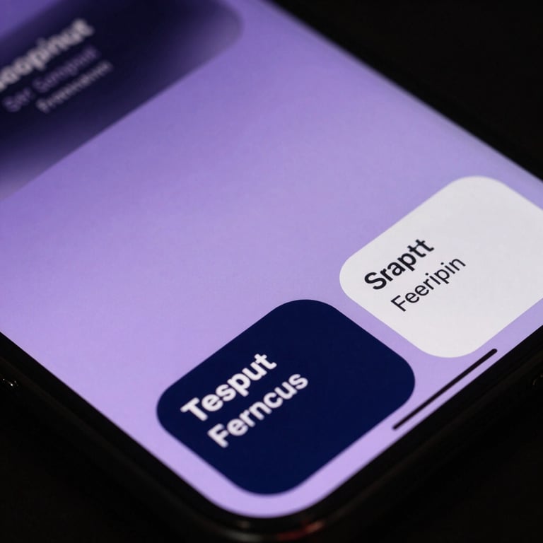 A macro shot of a high-resolution smartphone screen displaying a sleek, modern periwinkle and deep navy application layout.