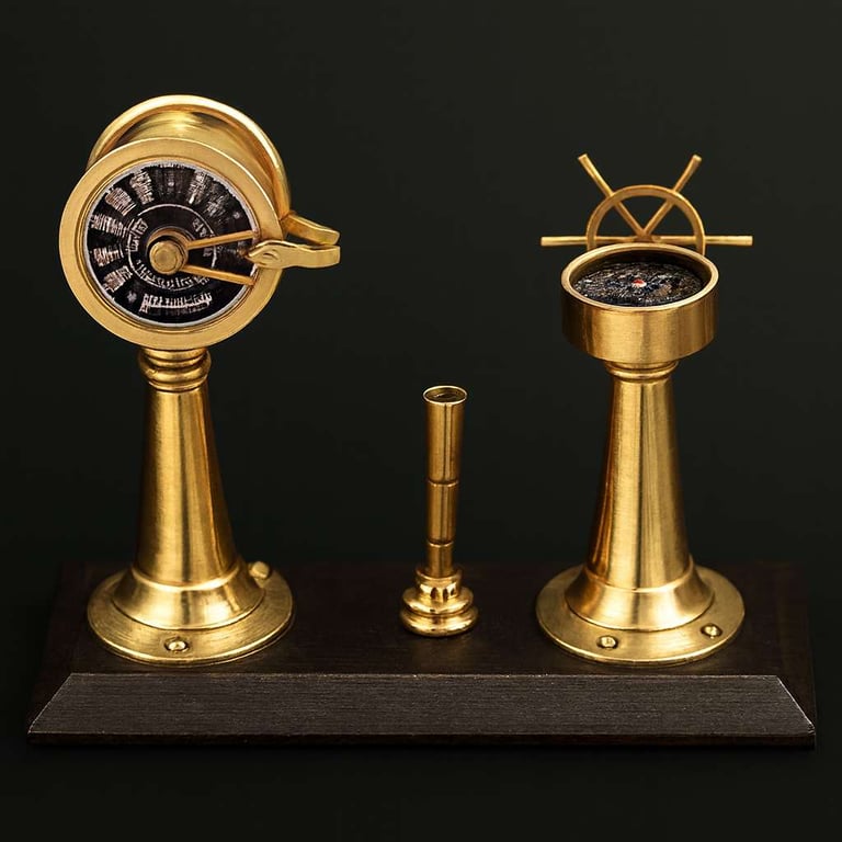 nautical telegraph with pen holder and wheel compass