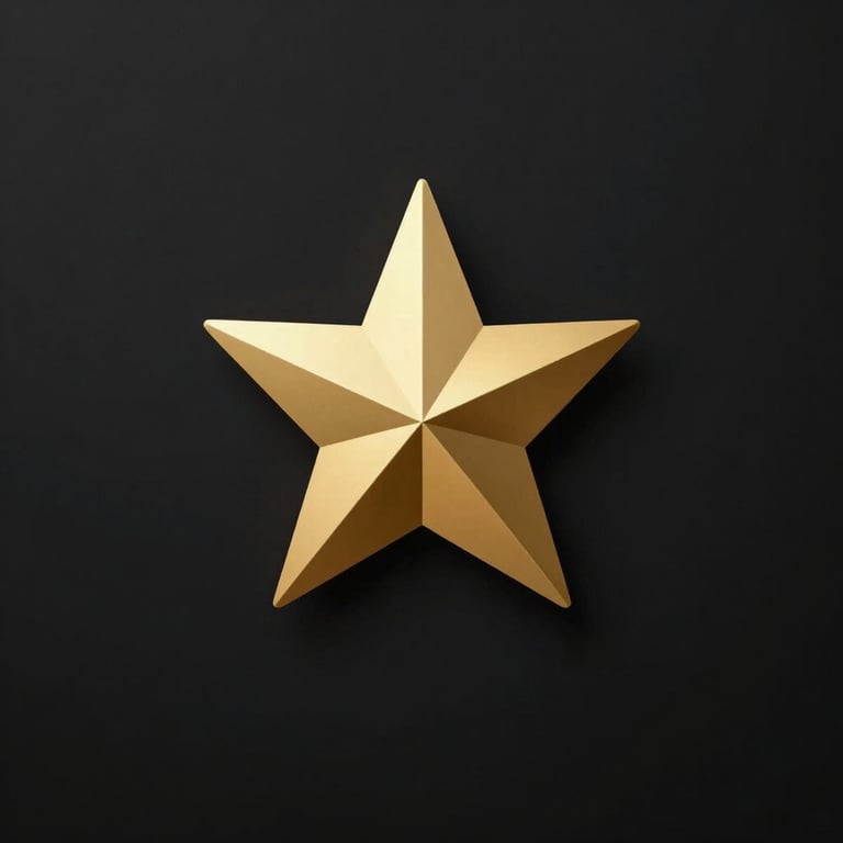 A minimalist app icon featuring a gold geometric star on a matte black background.