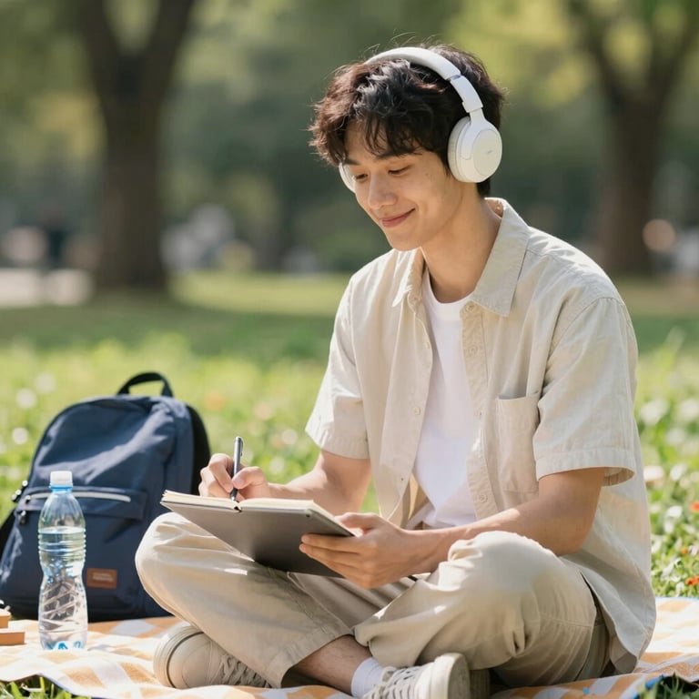 a man riding a skateboard down a street next to tall buildings