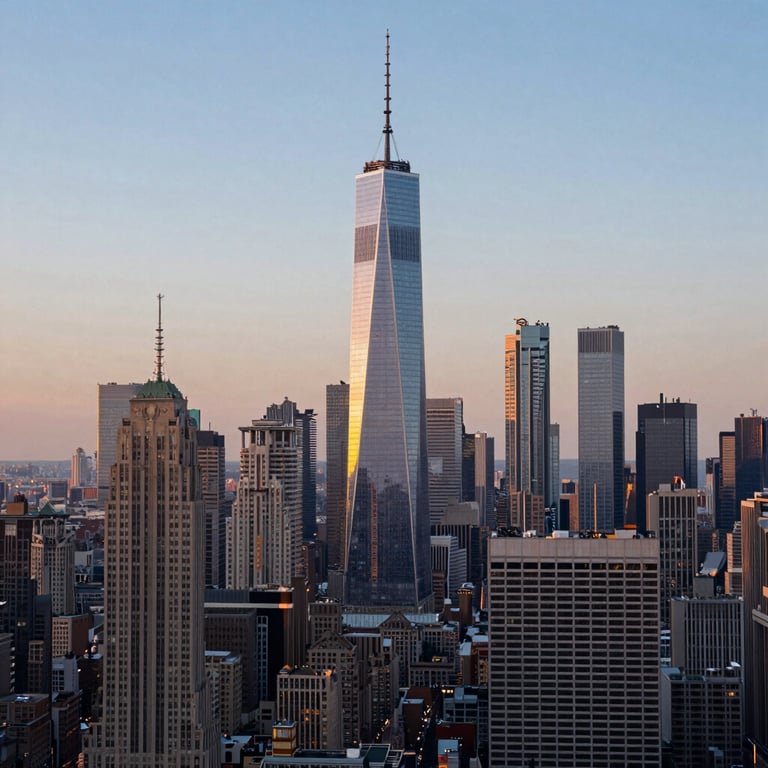 An inspiring view of a modern city skyline at dusk, representing growth and professional potential in a major US hub.
