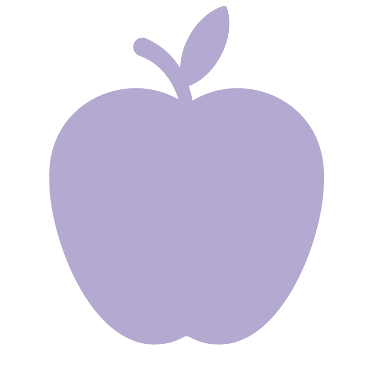 Lila alma ikon szárral és levéllel fehér háttérrel, gyümölcsök és egészséges táplálkozás grafikákhoz