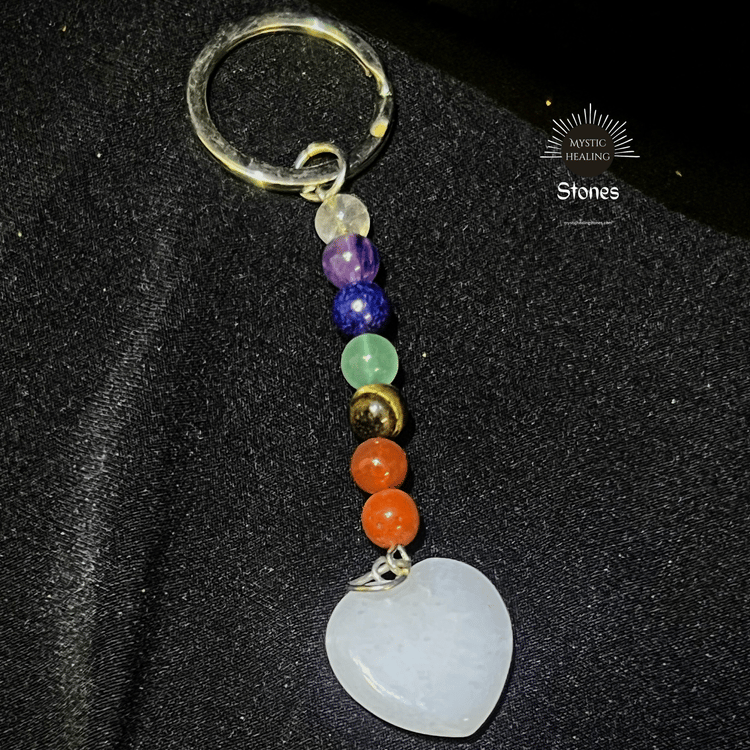 7 Chakras Keychain Quartz Heart