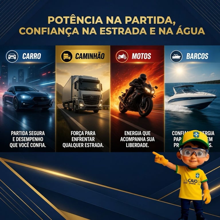 bateria caminhão, barco, moto, caminhão