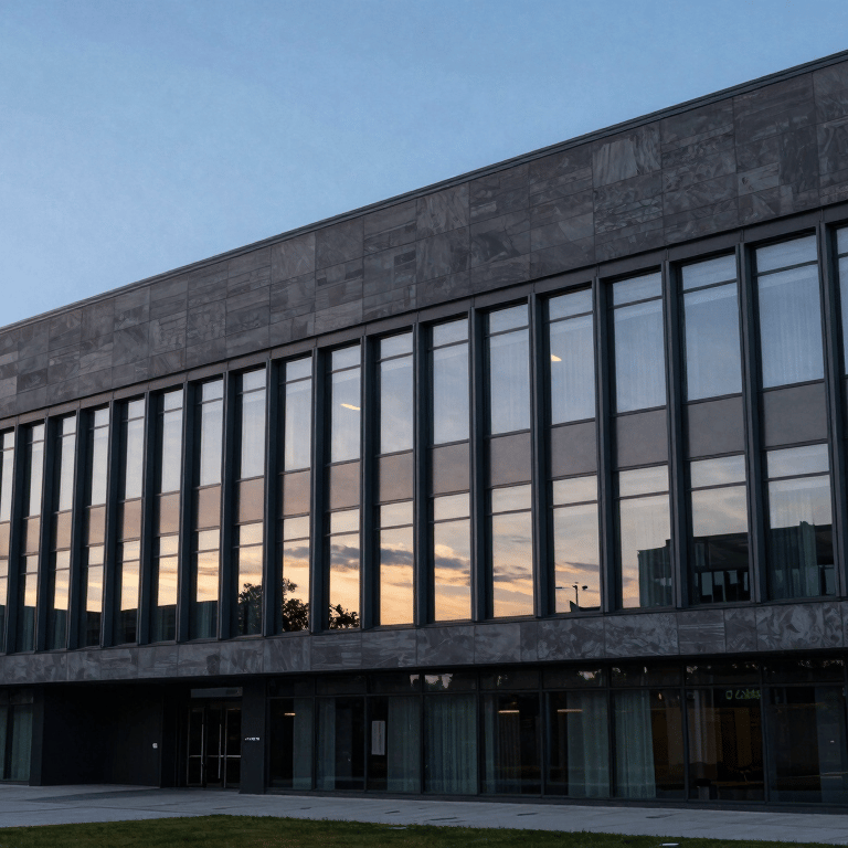 Close-up of high-quality interior finishing on a soft alabaster wall with minimalist storm grey architectural accents.