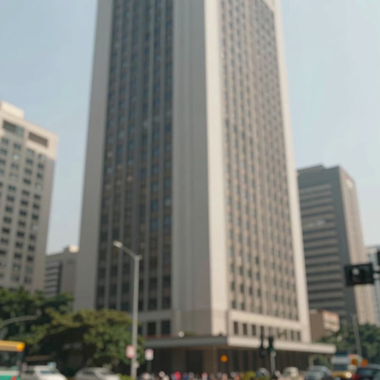 A modern building facade on Av. Paulista during the day, conveying a sense of reliability and central location.