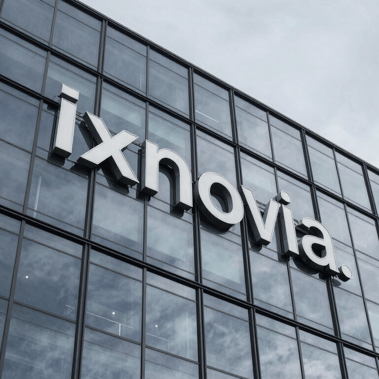 Macro shot of a high-tech keyboard and a clean desk in pearl grey tones.