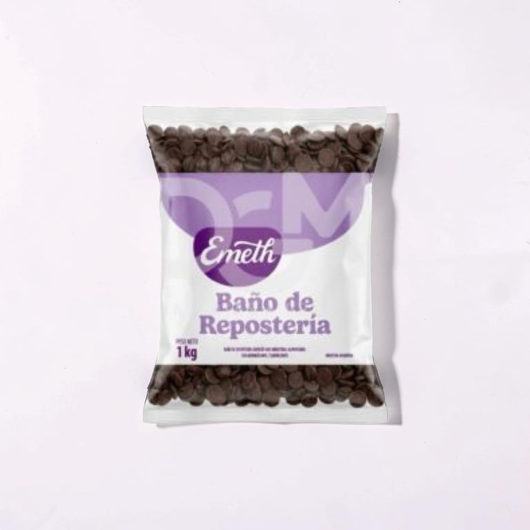 Una bolsa de 1 kg de chips para hornear de chocolate semidulce Emeth para la decoración de pasteles 