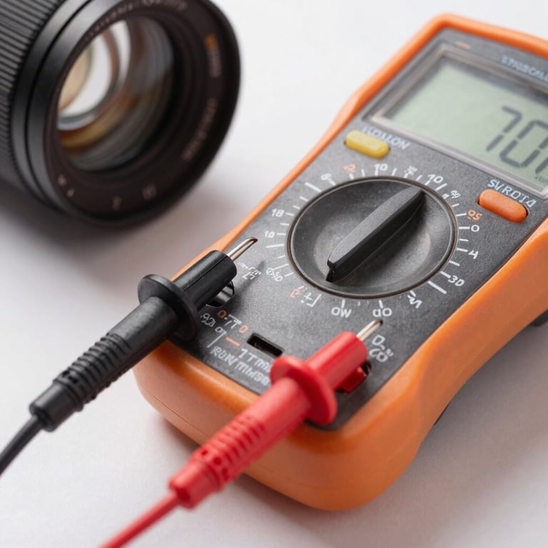 A macro shot of a multimeter being used to test a residential circuit, showing precision and safety.
