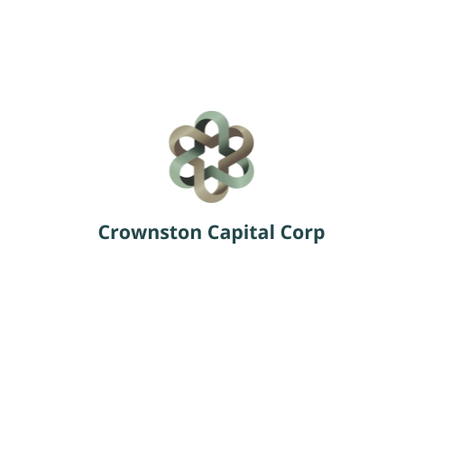 Crownston Capital Corp logo featuring a geometric interlaced knot symbol on a black background.