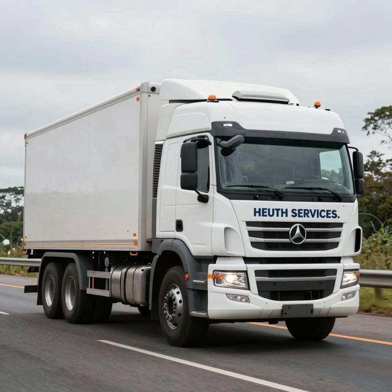 A modern heavy-duty truck on a South American highway, symbolizing specialized heavy vehicle services.