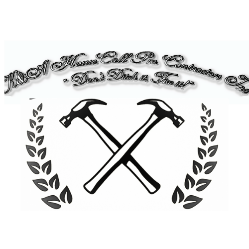 K&A House Call Pro Contractors logo with crossed hammers and a laurel wreath.