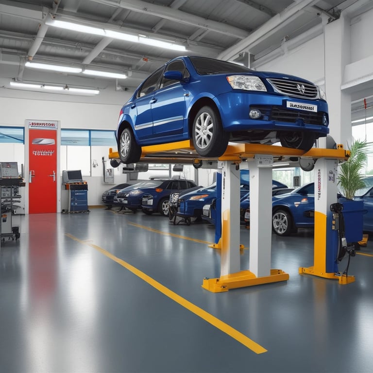 Close-up of a certified technician confidently inspecting a Maruti Suzuki vehicle engine.
