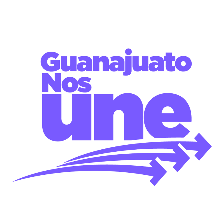 Oficial Guanajuato Nos Une logo morado con tres flechas
