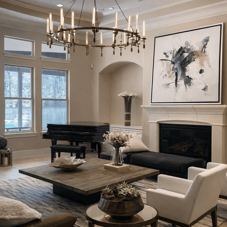 Cuadro abstracto contemporáneo blanco y negro para lujosa residencia en Texas Estados Unidos de America