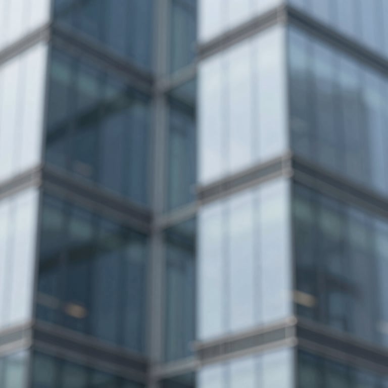 Abstract shot of modern architecture with sharp lines and glass, symbolizing efficiency and clarity.