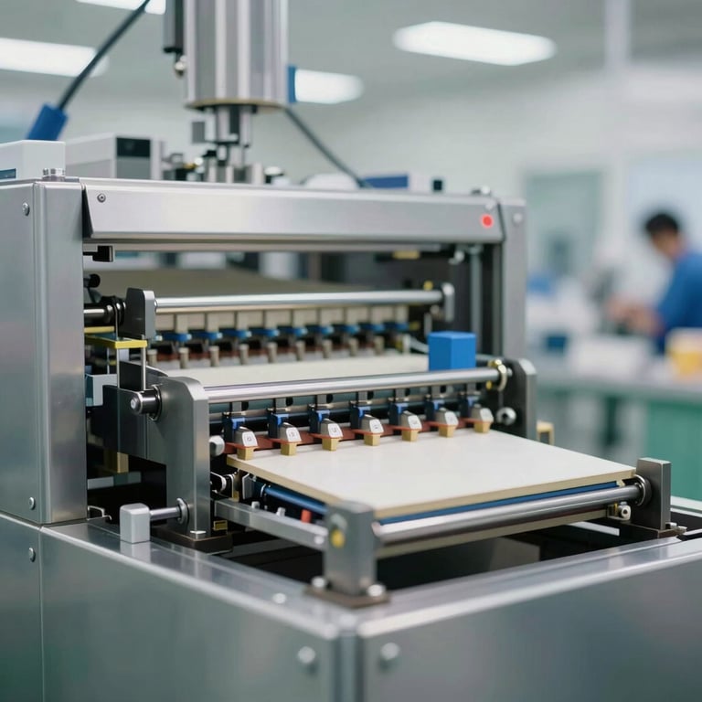 Automated packaging machinery in a processing facility, demonstrating industrial speed and modern quality standards.