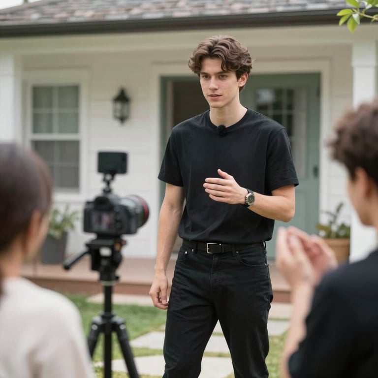A vibrant photo of an influencer engaging with a lively audience at a branded event.