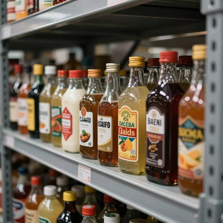 Close-up of assorted high-demand trade goods on industrial shelving, conveying diversity and stock availability.
