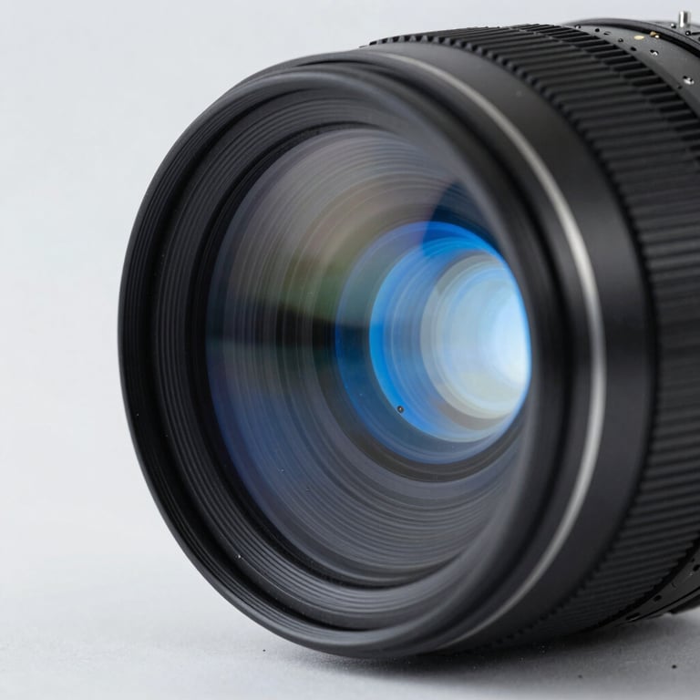 A macro shot of high-end tech hardware with a soft blue glow against a white background, Global / International.