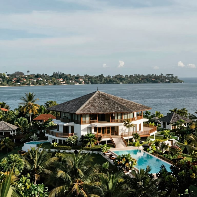 A breathtaking view of a luxury travel destination in Indonesia, captured with professional architectural photography focus.