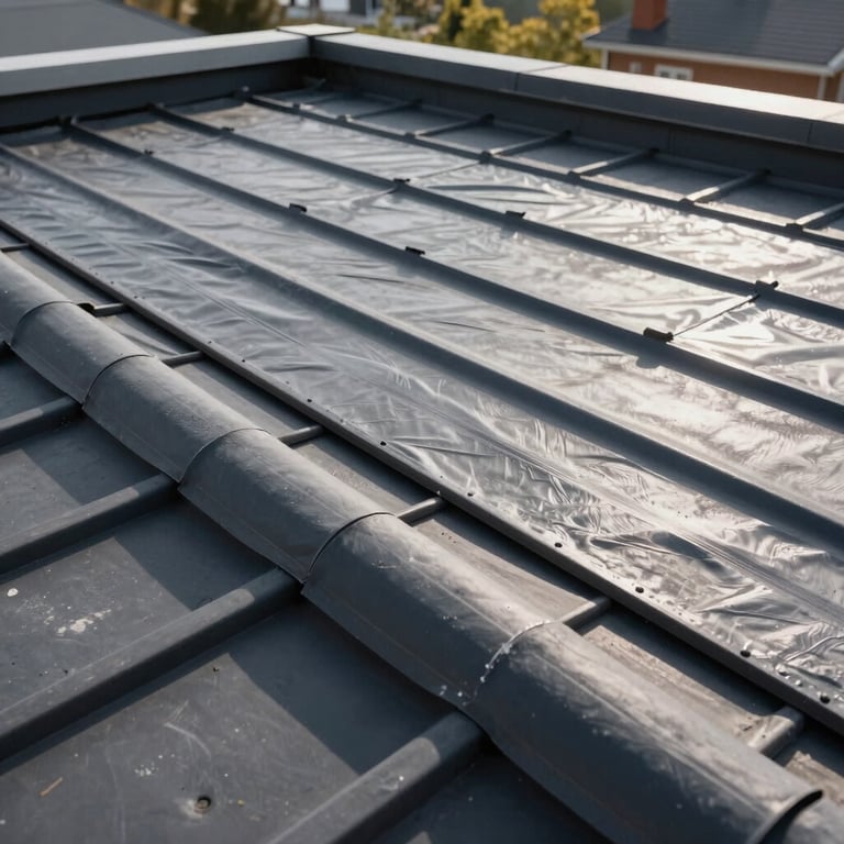 Wide shot of a completed roof-terrace with high-end sealing and finishing.