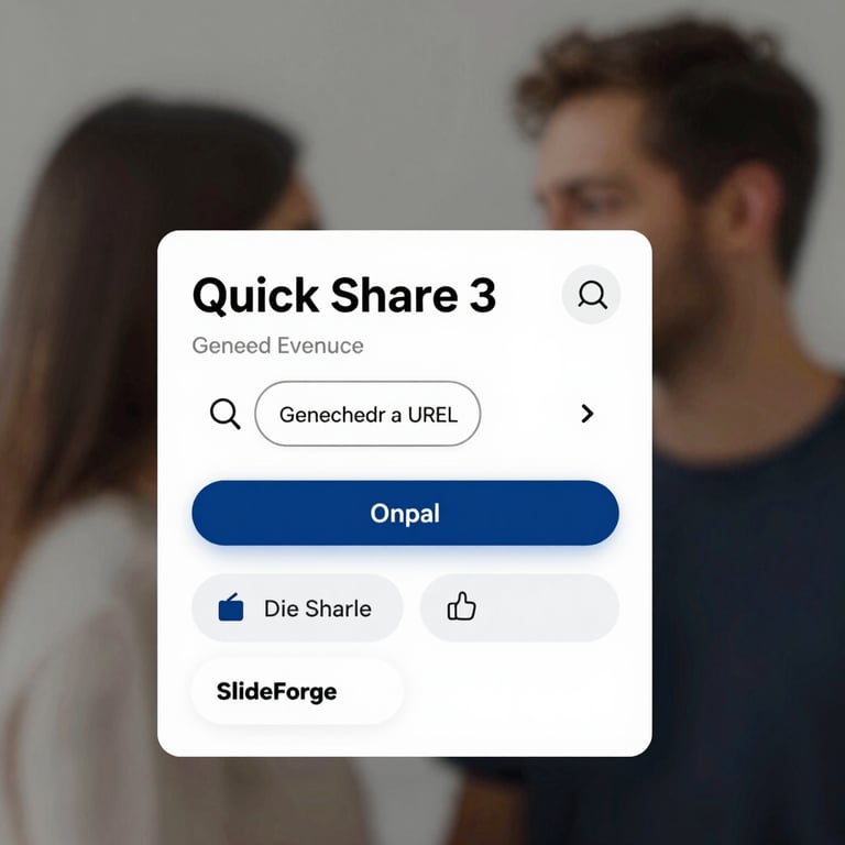 The 'Quick Share' interface of SlideForge, highlighting a generated URL and various social sharing options.