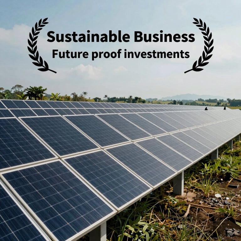 A serene yet productive view of a renewable energy site in Indonesia, emphasizing sustainable business opportunities and future-proof investments.