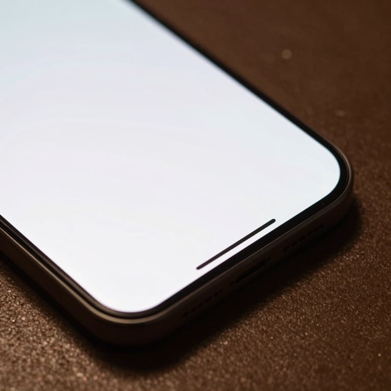 Close-up of a premium mobile device showcasing a sleek, minimalist AI application interface.