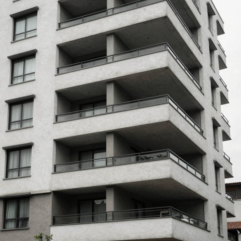 Exterior architectural shot of a modern apartment building in Manizales, Caldas, featuring clean lines.