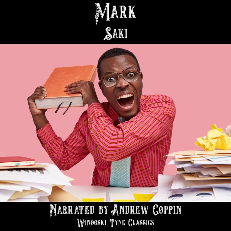 Mark audiobook cover - a man with a book screaming