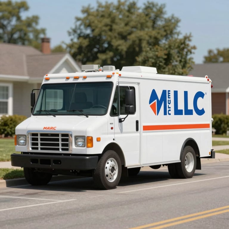 A Mark Electric LLC service truck parked in a clean suburban neighborhood, showing local community focus and professionalism.