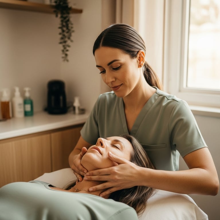 a woman getting a massage at a spa