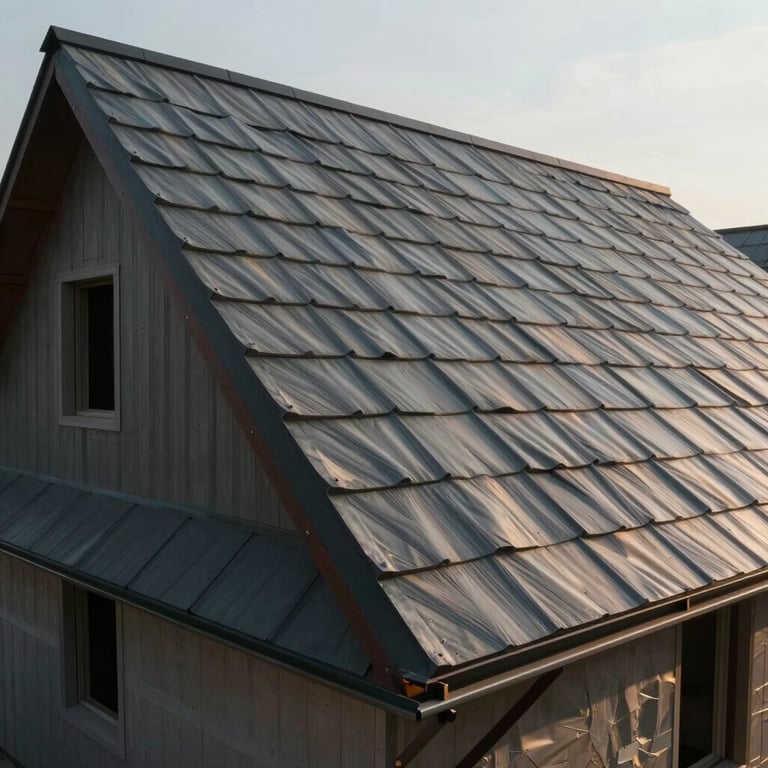 The completed renovation of a traditional pitched roof, looking robust and weather-resistant.