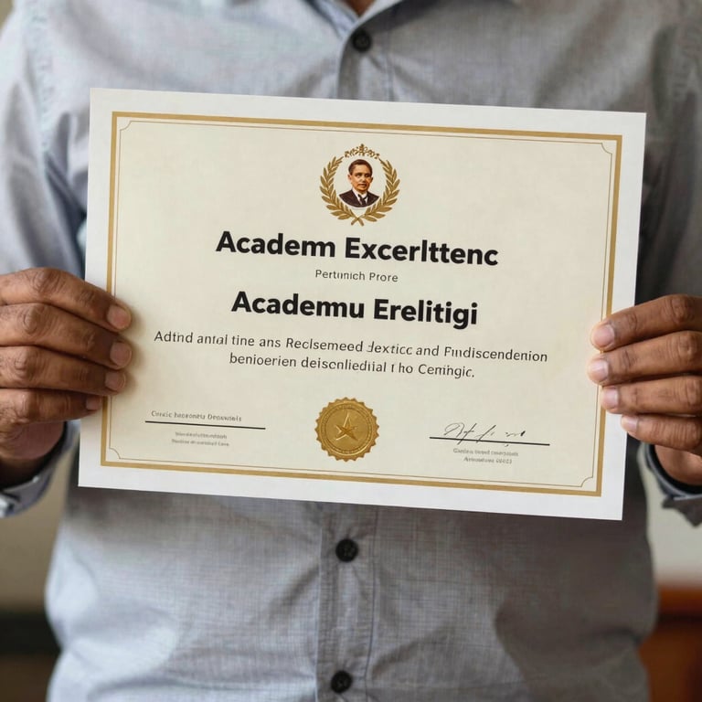 Hands of an Indian professional holding a certificate of academic excellence, signifying trust and reliability.
