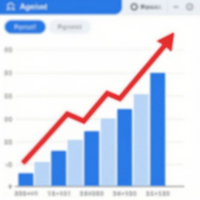 Detailed view of a financial chart with an upward trend, symbolizing growth and reliability, brand palette colors.