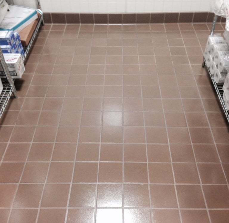 grout floor after deep cleaning