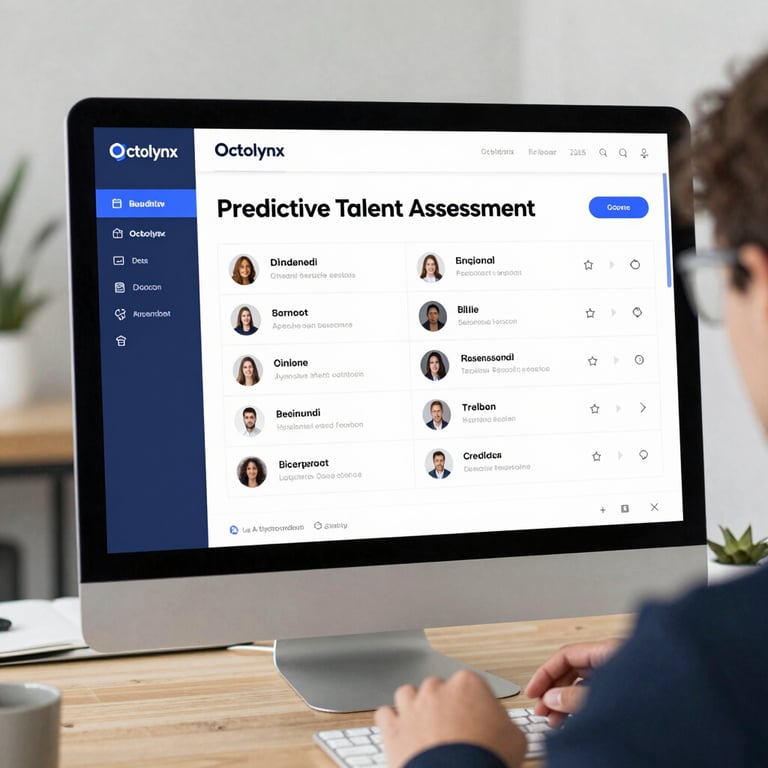Octolynx AI-based predictive talent assessment platform showing team collaboration and domain expertise features.