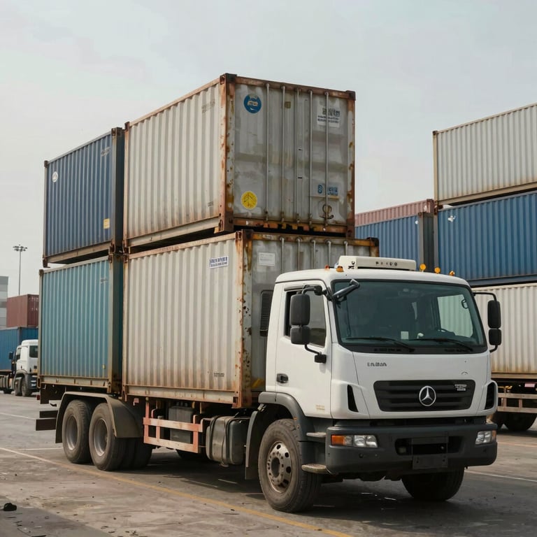 Activité logistique au port d'Abidjan illustrant les services d'import-export du groupe.