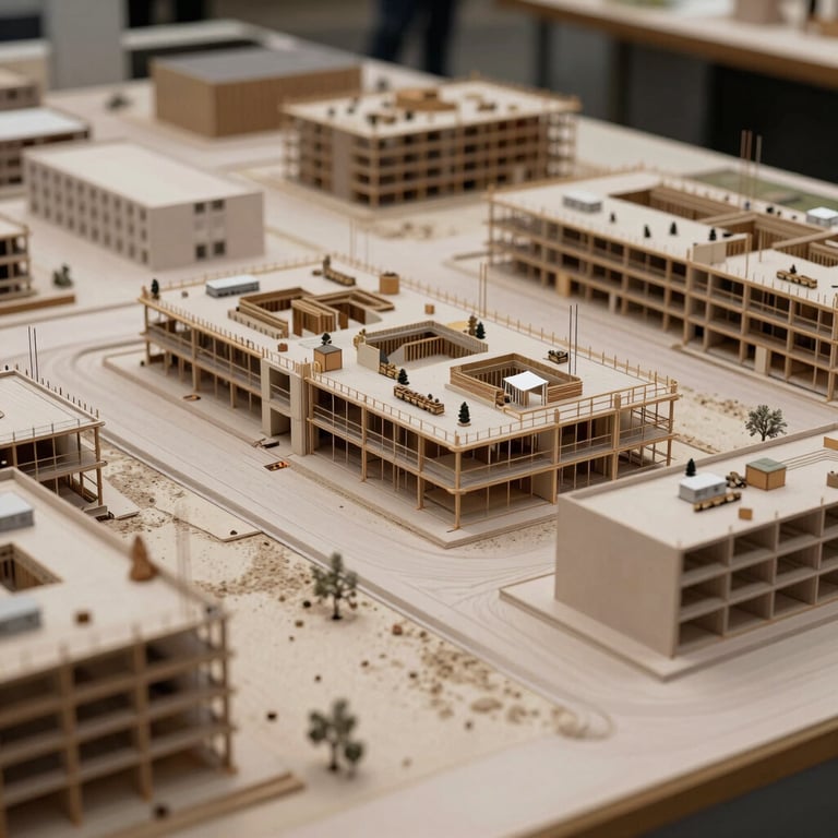 Gros plan sur une maquette architecturale détaillée d'un nouveau projet de construction civile.