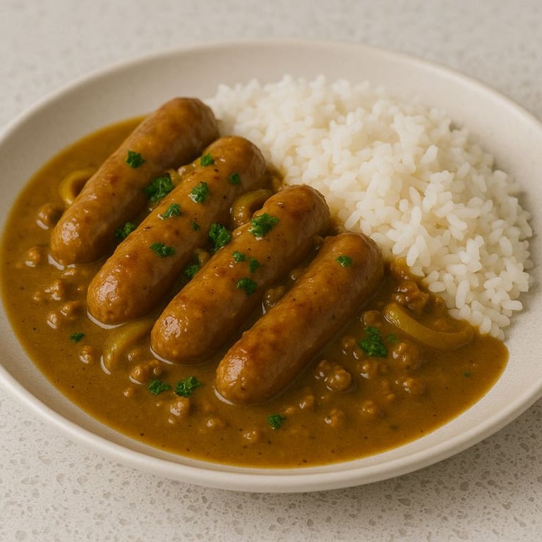 classic curried sausages