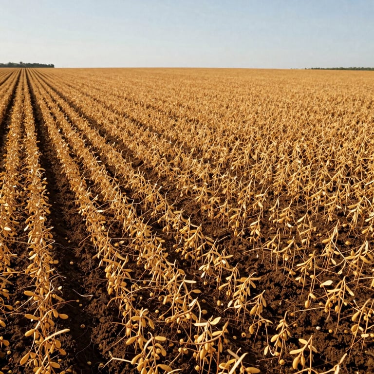 A wide shot of a productive Brazilian soybean field where soil correction has been applied.