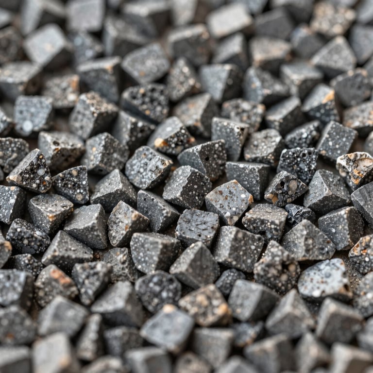 Macro shot of high-quality construction gravel showcasing texture and strength.