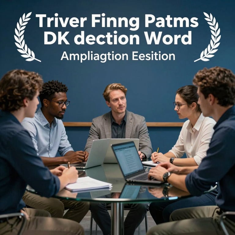 A diverse team of IT consultants in a focused meeting around a glass table in a steel blue lit room.