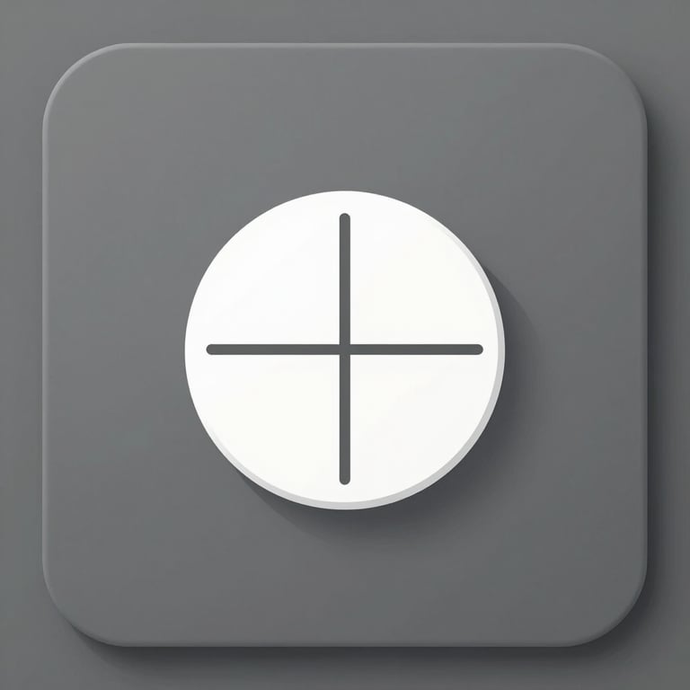 Flat minimalist vector icon of a clean white pill on a solid space gray rounded square background, high contrast, clean lines, no text