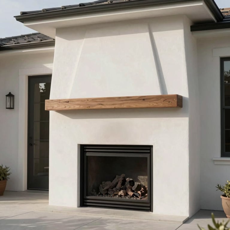 The exterior of a clean, modern home in California with a perfectly maintained fireplace vent.