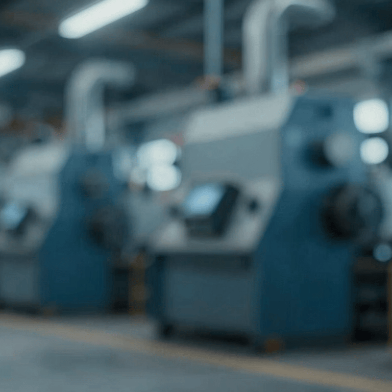 Macro shot of a high-precision industrial lathe component, reflecting clean blue and silver tones.